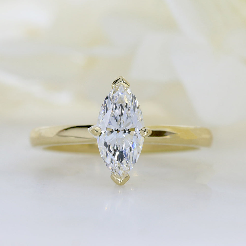 18ct Yellow Gold Certified Marquise Lab Grown Diamond Solitaire Ring 1.00ct D VVS2