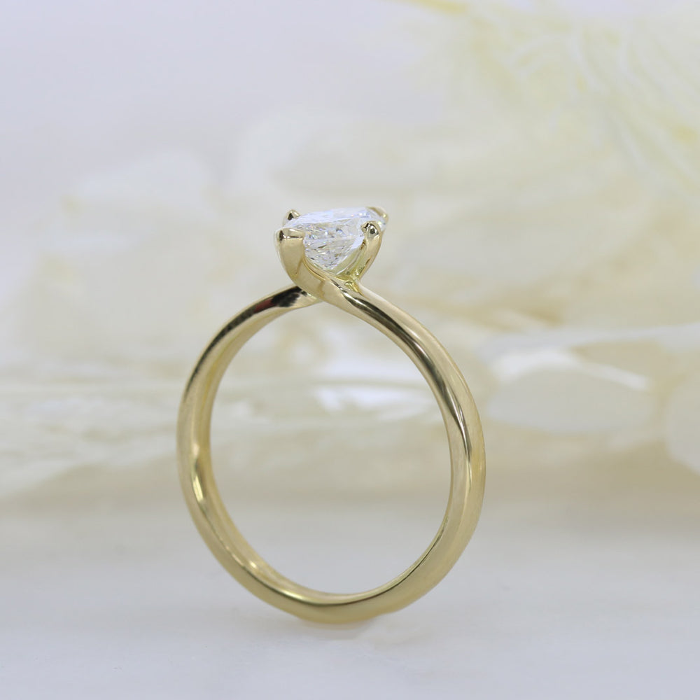 18ct Yellow Gold Certified Marquise Lab Grown Diamond Solitaire Ring 1.00ct D VVS2