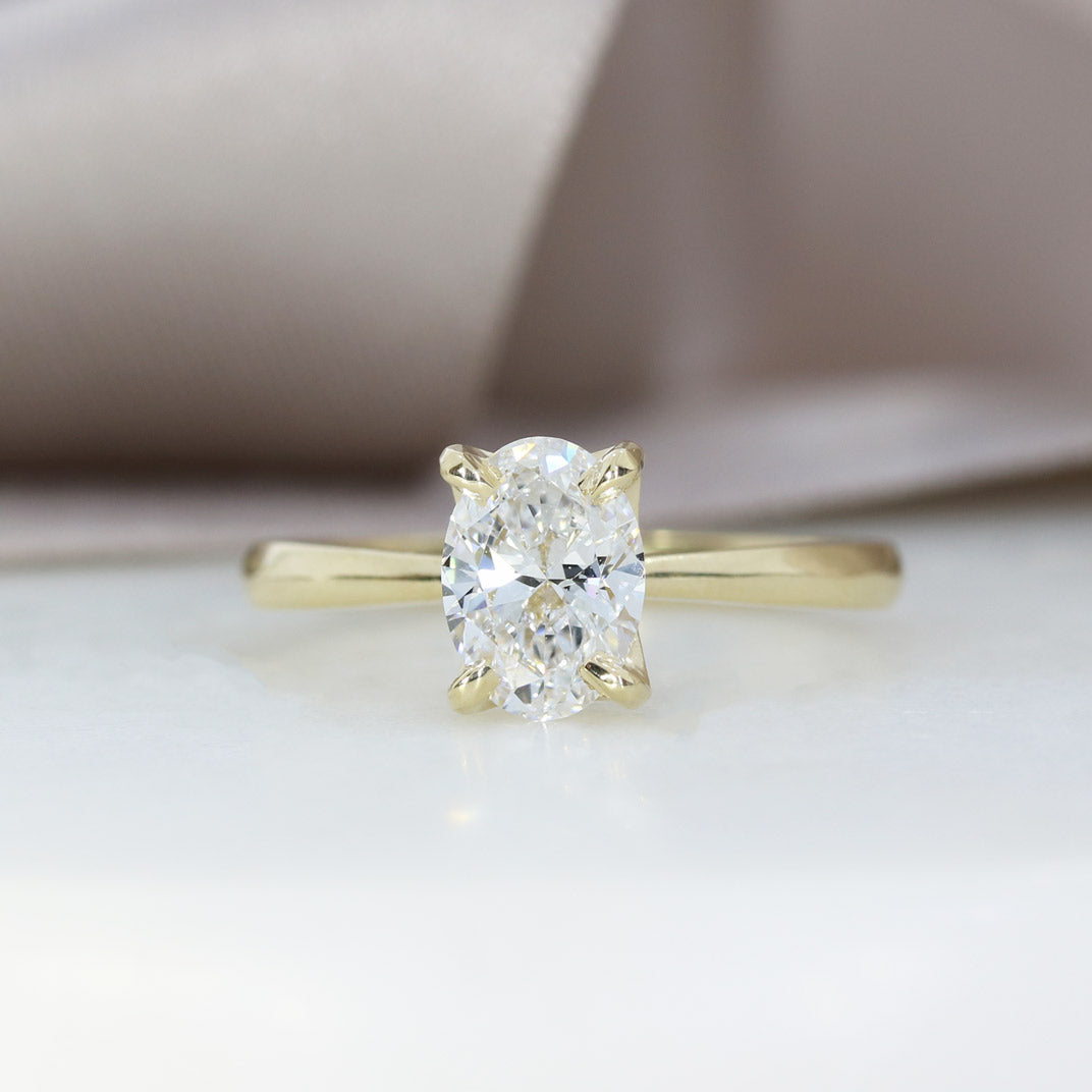 9ct Yellow Gold 4 Claw Set Oval Lab Grown Diamond Solitaire Ring 1.04ct