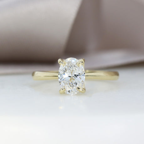 9ct Yellow Gold 4 Claw Set Oval Lab Grown Diamond Solitaire Ring 1.04ct