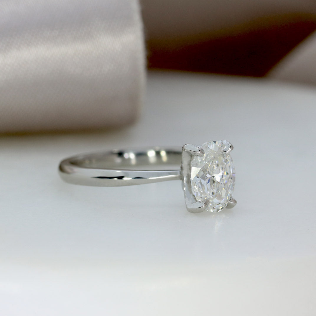 Platinum Oval Lab Grown Diamond Solitaire Ring  Diamond Weight: 1.02ct