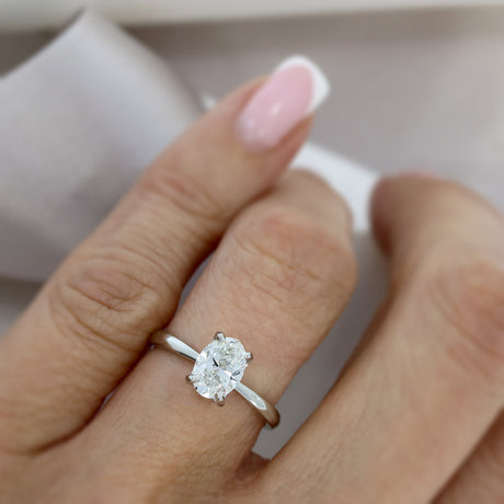 Platinum Oval Lab Grown Diamond Solitaire Ring  Diamond Weight: 1.02ct