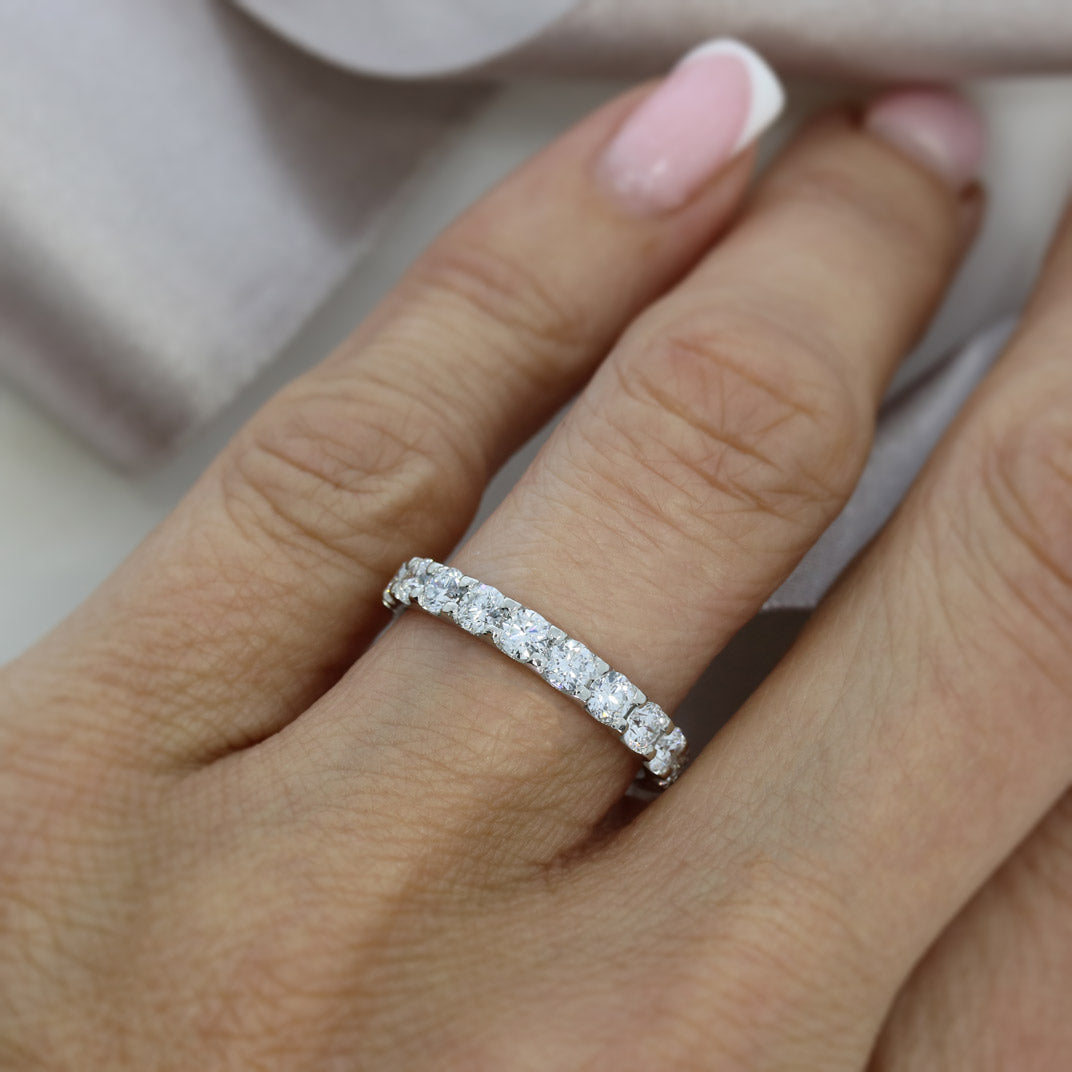 Platinum Claw Set Lab Grown Diamond Eternity Ring  Diamond Weight: 1.00ct