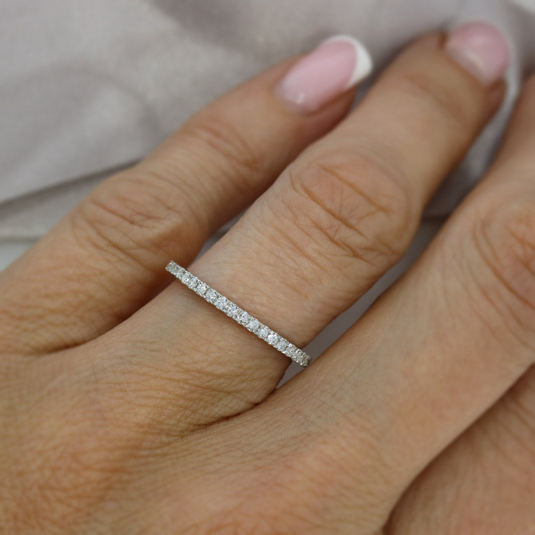 9ct White Gold 2mm Claw Set Laboratory Grown Diamond Eternity Ring  0.25ct