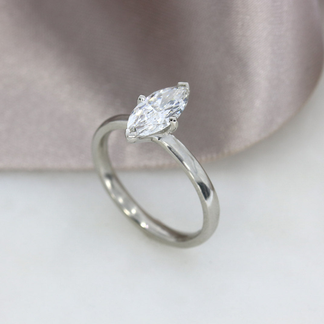 Platinum Certified Lab Grown Marquise Shape Diamond Ring 1.00ct D VVS2