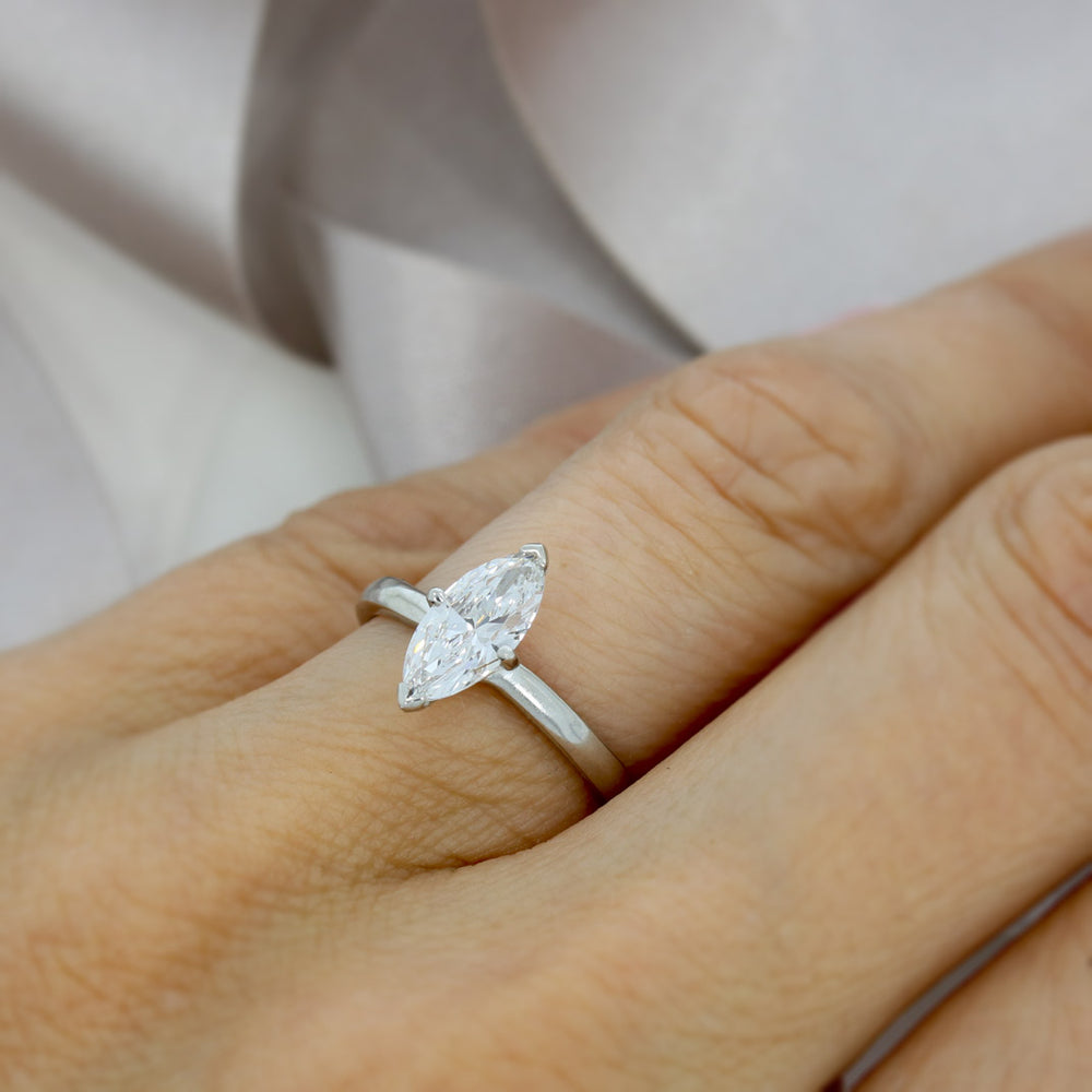 Platinum Certified Lab Grown Marquise Shape Diamond Ring 1.00ct D VVS2