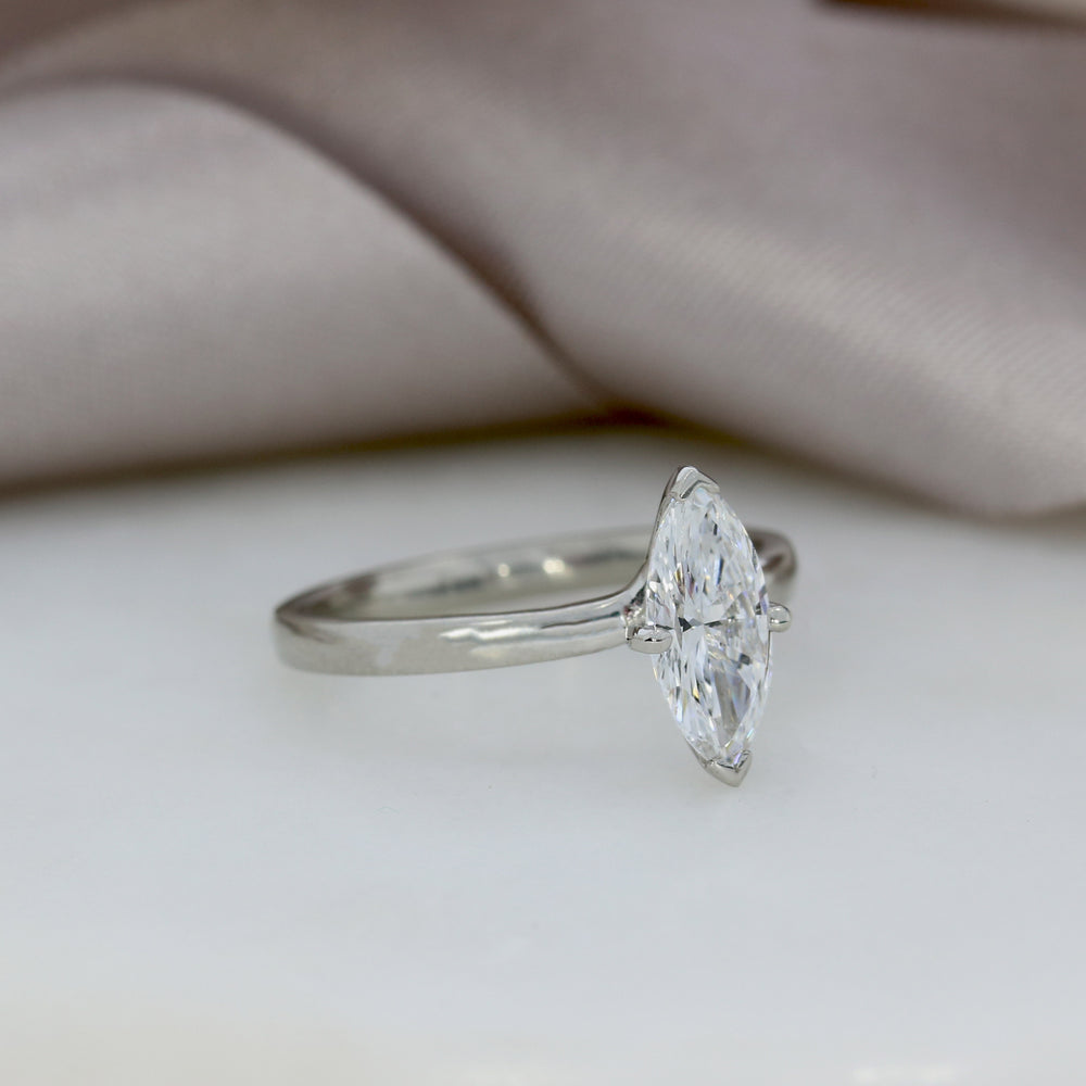 Platinum Certified Lab Grown Marquise Shape Diamond Ring 1.00ct D VVS2