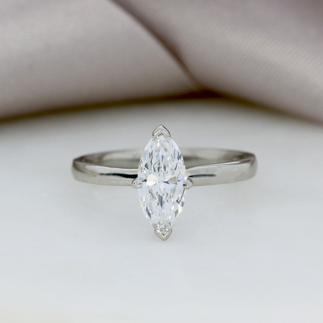 Platinum Certified Lab Grown Marquise Shape Diamond Ring 1.00ct D VVS2
