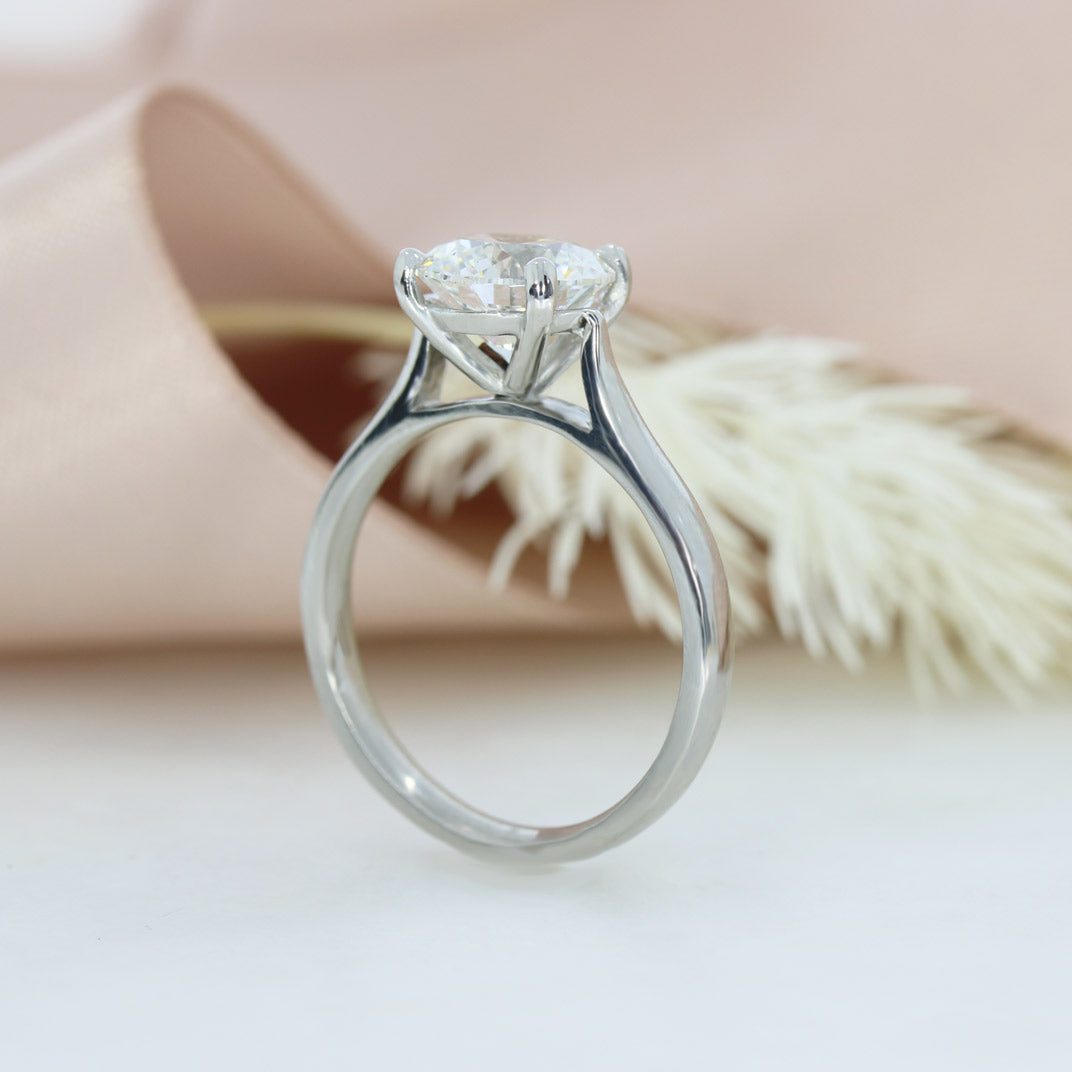 Platinum Claw Set Certified Lab Grown Brilliant Cut Diamond Solitaire Ring  2.14ct E VS2