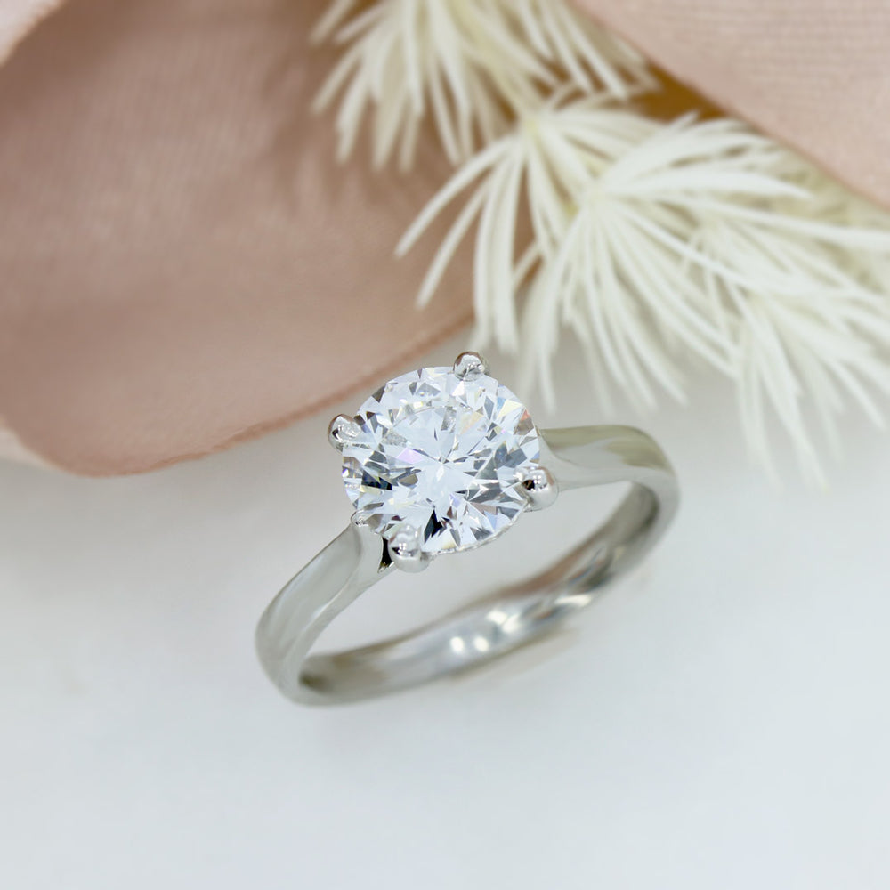 Platinum Claw Set Certified Lab Grown Brilliant Cut Diamond Solitaire Ring  2.14ct E VS2