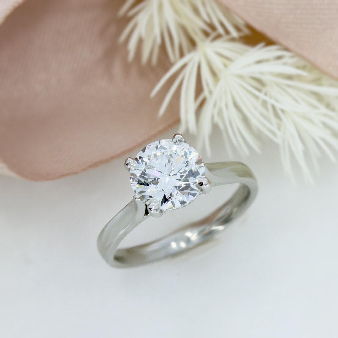 Platinum Claw Set Certified Lab Grown Brilliant Cut Diamond Solitaire Ring  2.14ct E VS2