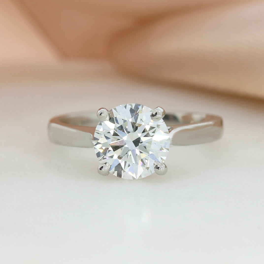 Platinum Claw Set Certified Lab Grown Brilliant Cut Diamond Solitaire Ring  2.14ct E VS2