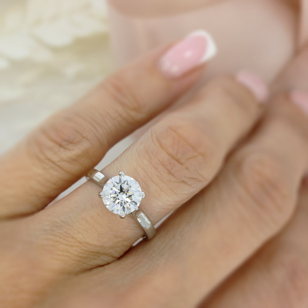 Platinum Claw Set Certified Lab Grown Brilliant Cut Diamond Solitaire Ring  2.14ct E VS2