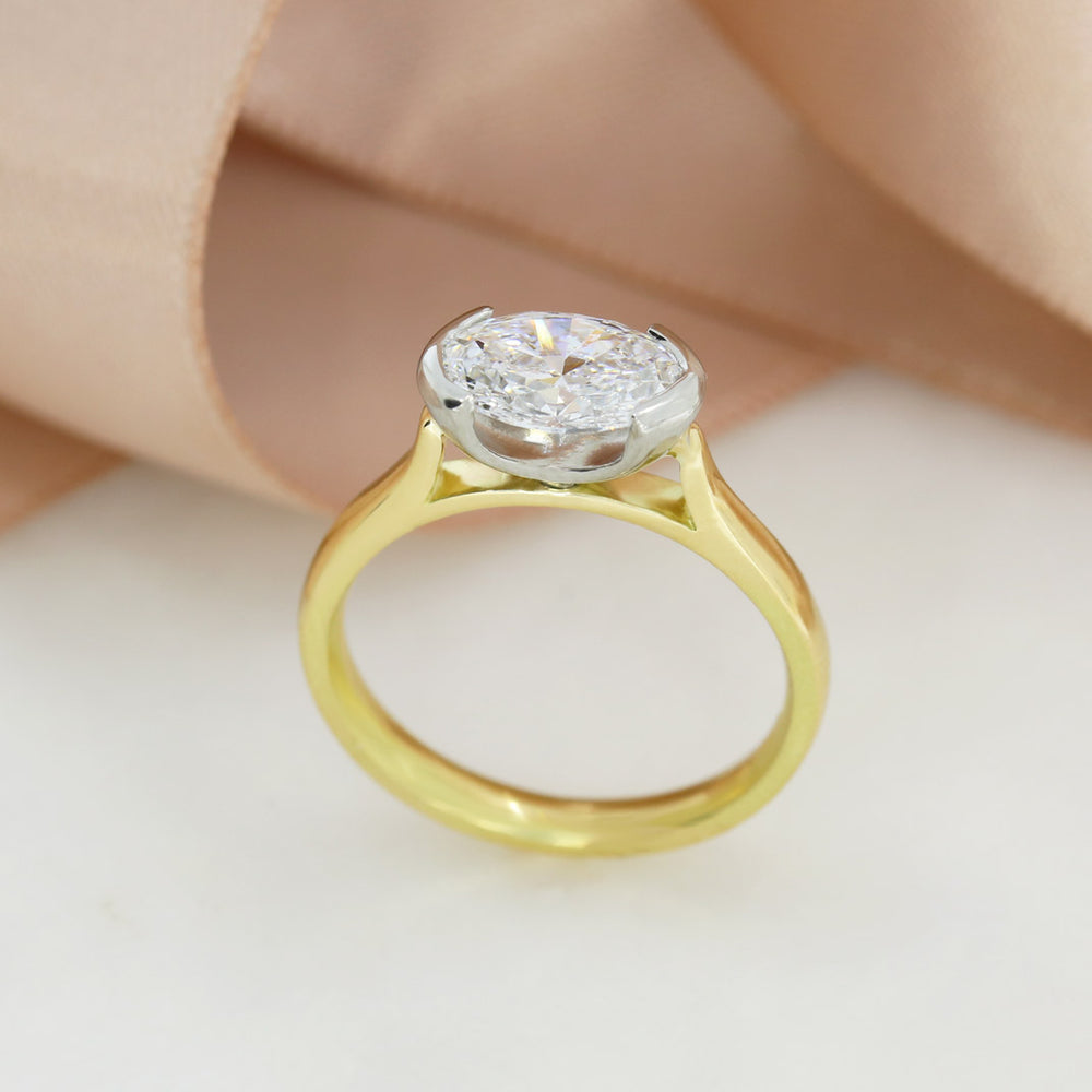 18ct Yellow Gold & Platinum Certified Lab Grown Diamond Solitaire Ring 1.53ct D VS1