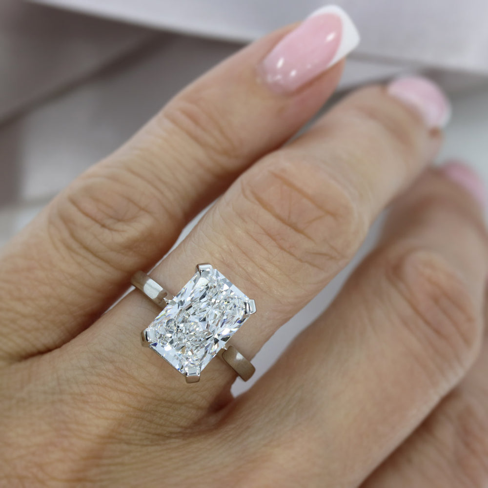 Platinum Rectangular Brilliant Cut Certified Laboratory Grown Diamond Solitaire Ring  5.03ct E VS2