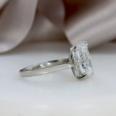 Platinum Rectangular Brilliant Cut Certified Laboratory Grown Diamond Solitaire Ring  5.03ct E VS2