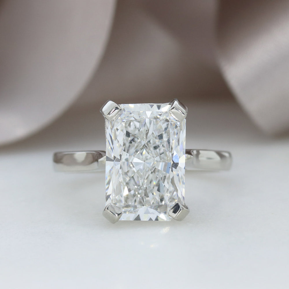 Platinum Rectangular Brilliant Cut Certified Laboratory Grown Diamond Solitaire Ring  5.03ct E VS2