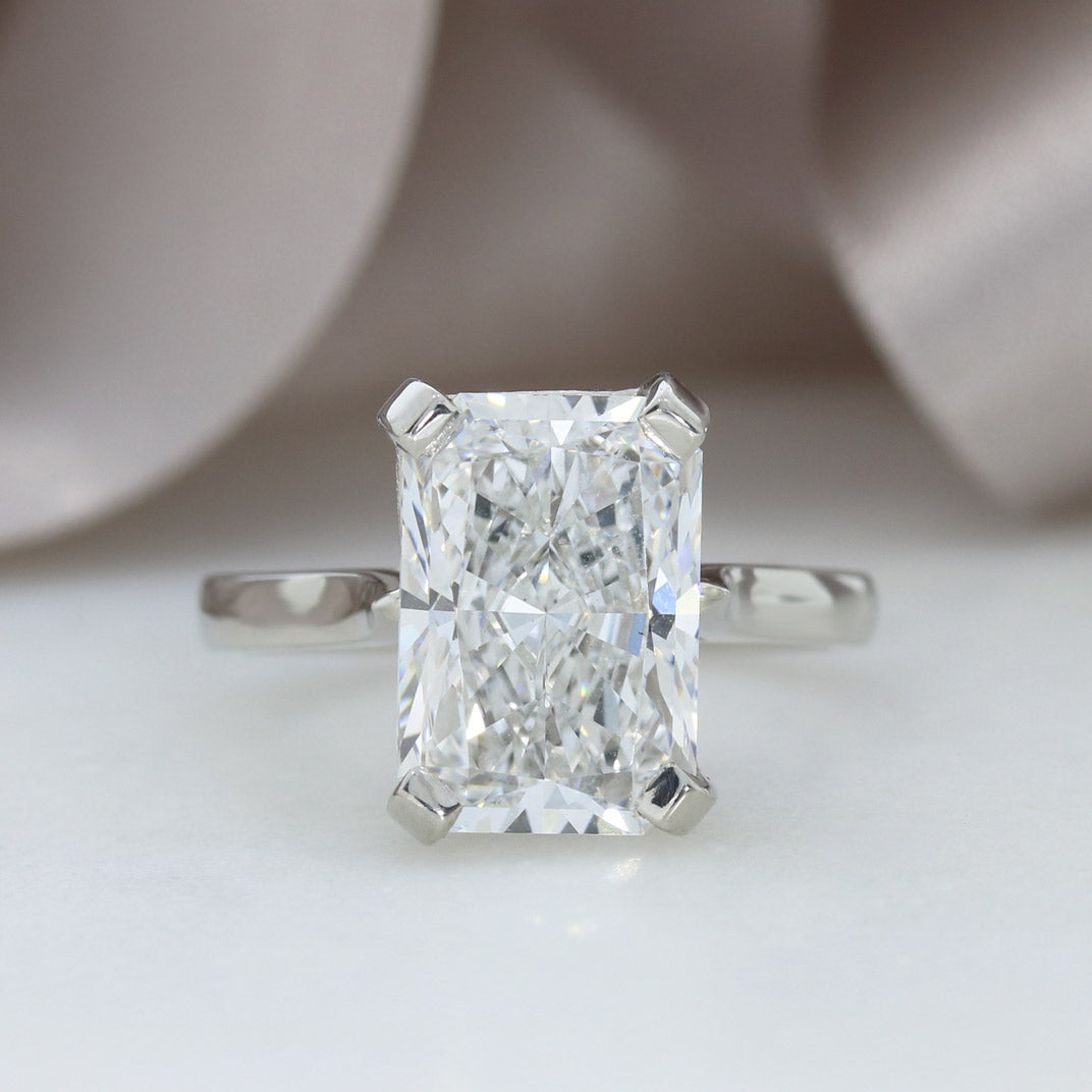 Platinum Rectangular Brilliant Cut Certified Laboratory Grown Diamond Solitaire Ring  5.03ct E VS2