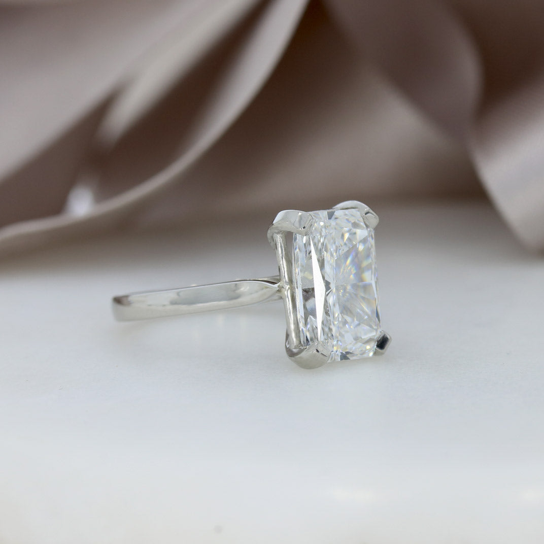 Platinum Rectangular Brilliant Cut Certified Laboratory Grown Diamond Solitaire Ring  5.03ct E VS2