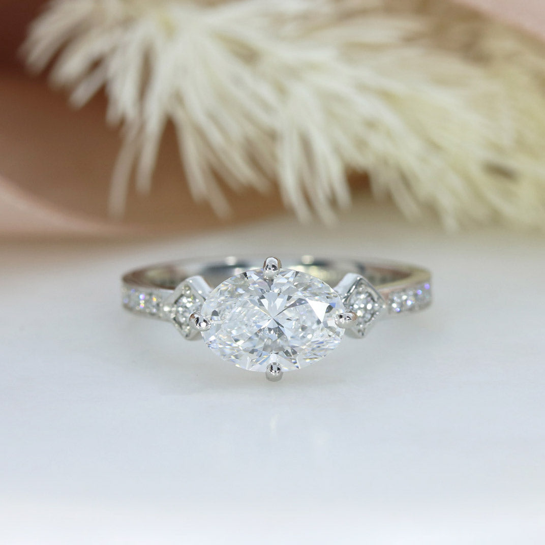 Platinum 4 Claw Oval Brilliant Cut Certified Lab Grown Diamond Fancy Ring 1.72ct D VS1