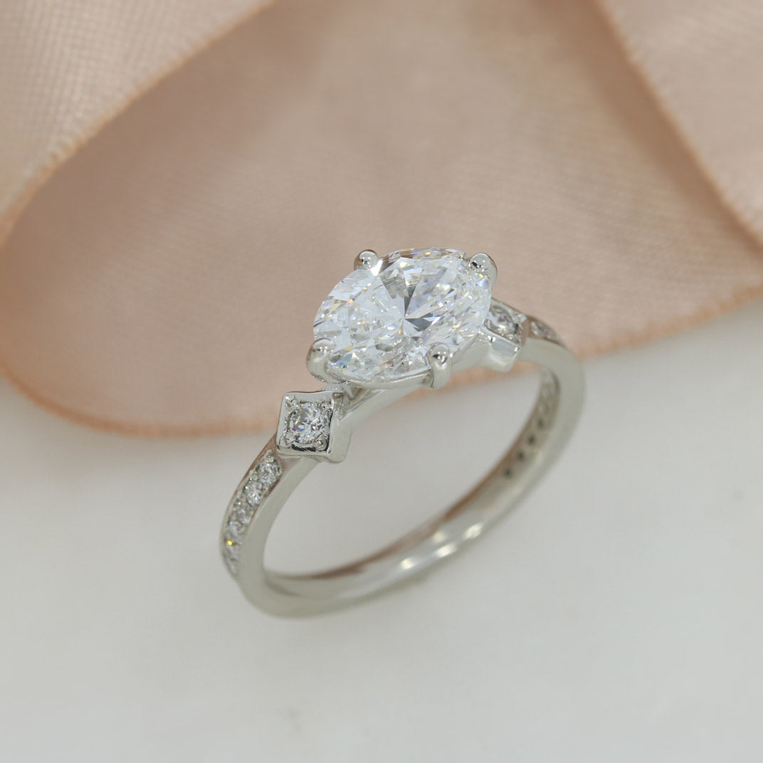 Platinum 4 Claw Oval Brilliant Cut Certified Lab Grown Diamond Fancy Ring 1.72ct D VS1