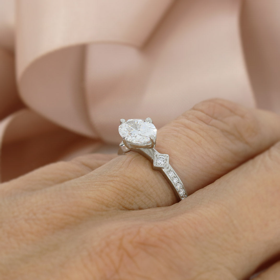 Platinum 4 Claw Oval Brilliant Cut Certified Lab Grown Diamond Fancy Ring 1.72ct D VS1