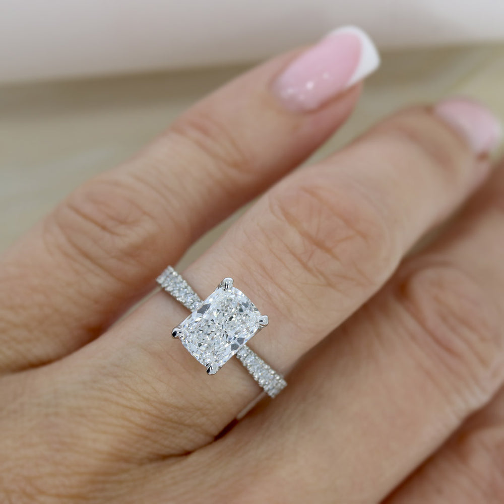 Platinum Cushion Brilliant Cut Certified Lab Grown Diamond Solitaire Ring Total Weight 2.27ct E VS2