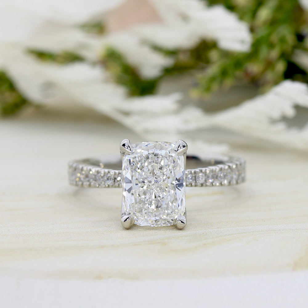 Platinum Cushion Brilliant Cut Certified Lab Grown Diamond Solitaire Ring Total Weight 2.27ct E VS2