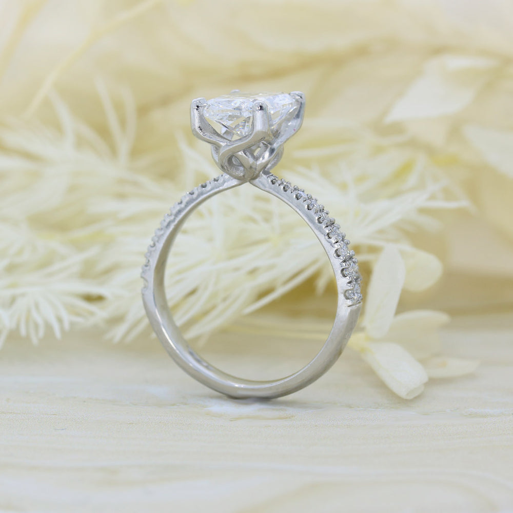 Platinum Cushion Brilliant Cut Certified Lab Grown Diamond Solitaire Ring Total Weight 2.27ct E VS2