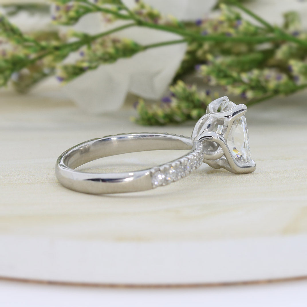 Platinum Cushion Brilliant Cut Certified Lab Grown Diamond Solitaire Ring Total Weight 2.27ct E VS2