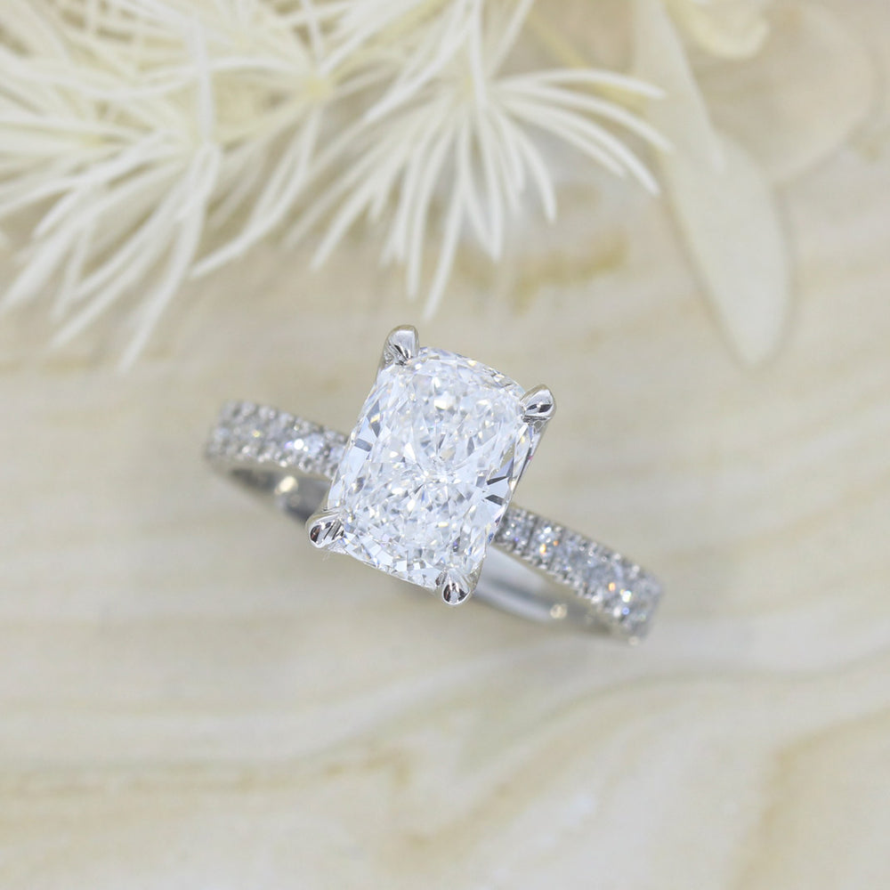 Platinum Cushion Brilliant Cut Certified Lab Grown Diamond Solitaire Ring Total Weight 2.27ct E VS2