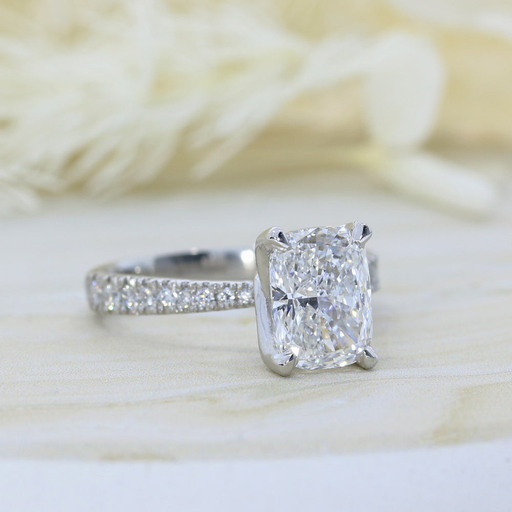 Platinum Cushion Brilliant Cut Certified Lab Grown Diamond Solitaire Ring Total Weight 2.27ct E VS2