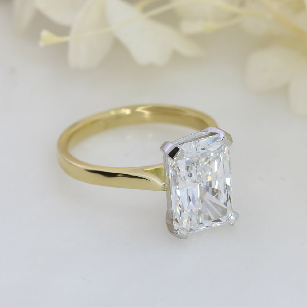 18ct Rectangular Brilliant Cut Certified Lab Diamond Solitaire Ring 4ct