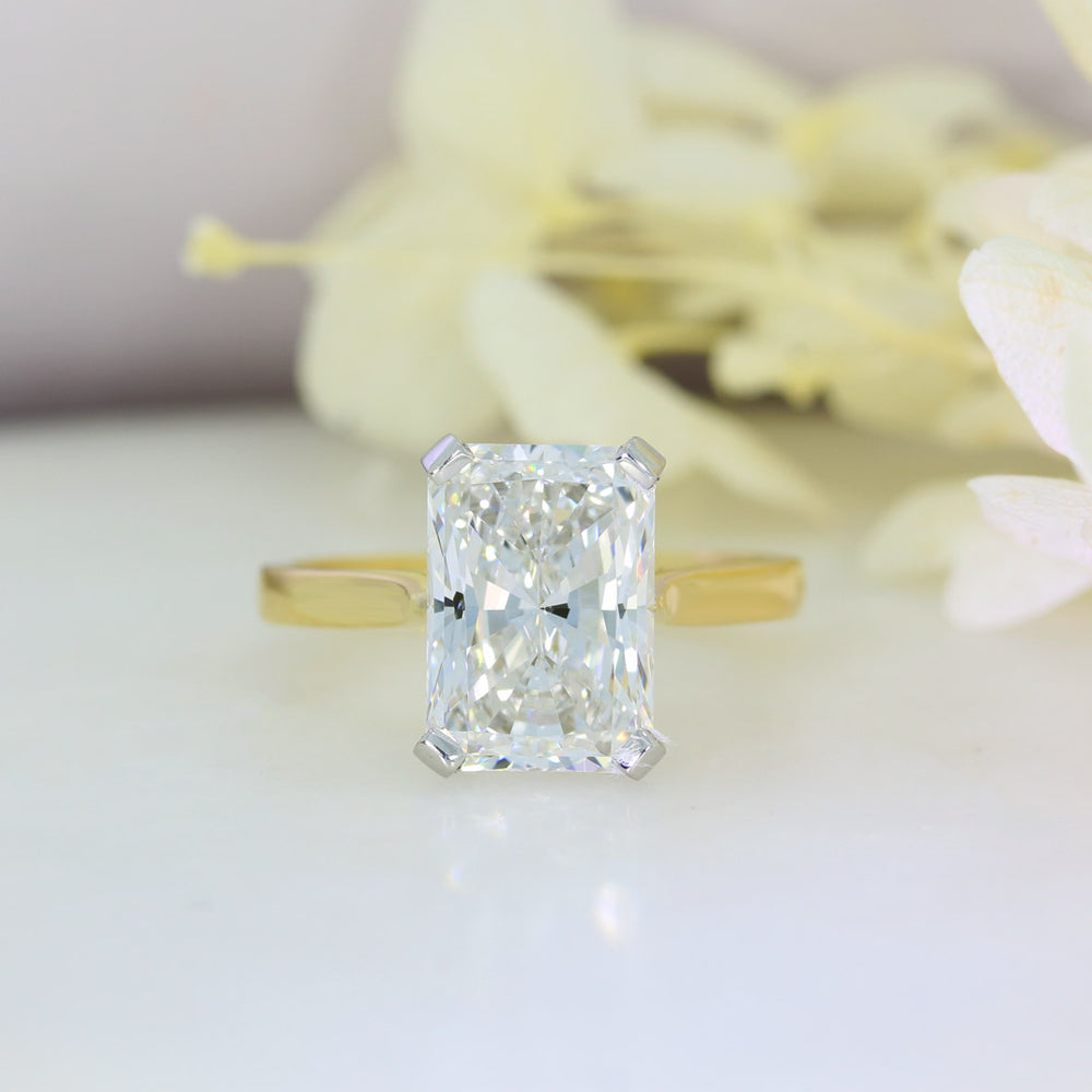 18ct Rectangular Brilliant Cut Certified Lab Diamond Solitaire Ring 4ct