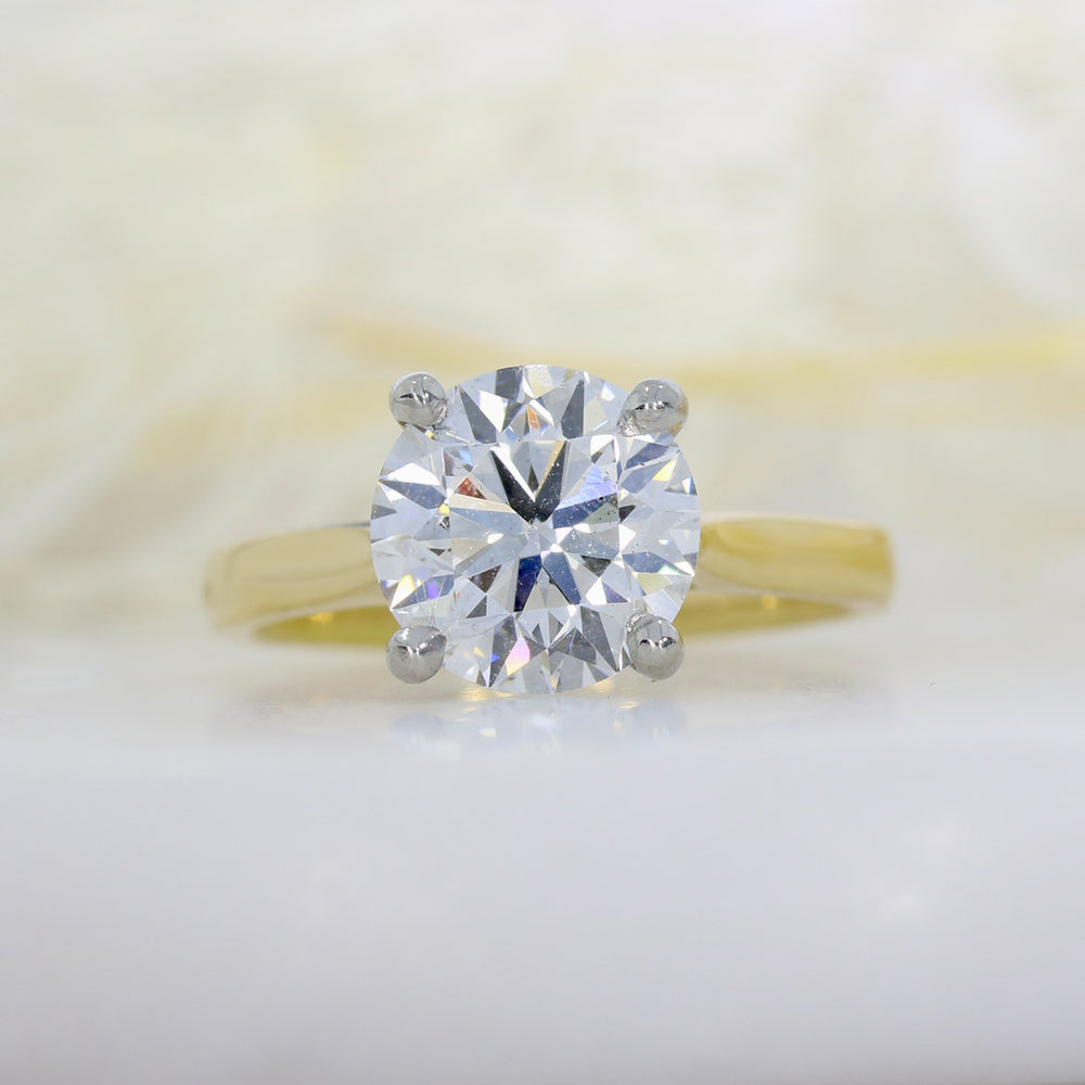 18ct Gold Brilliant Cut Certified Lab Diamond Solitaire 3.00ct D VS2