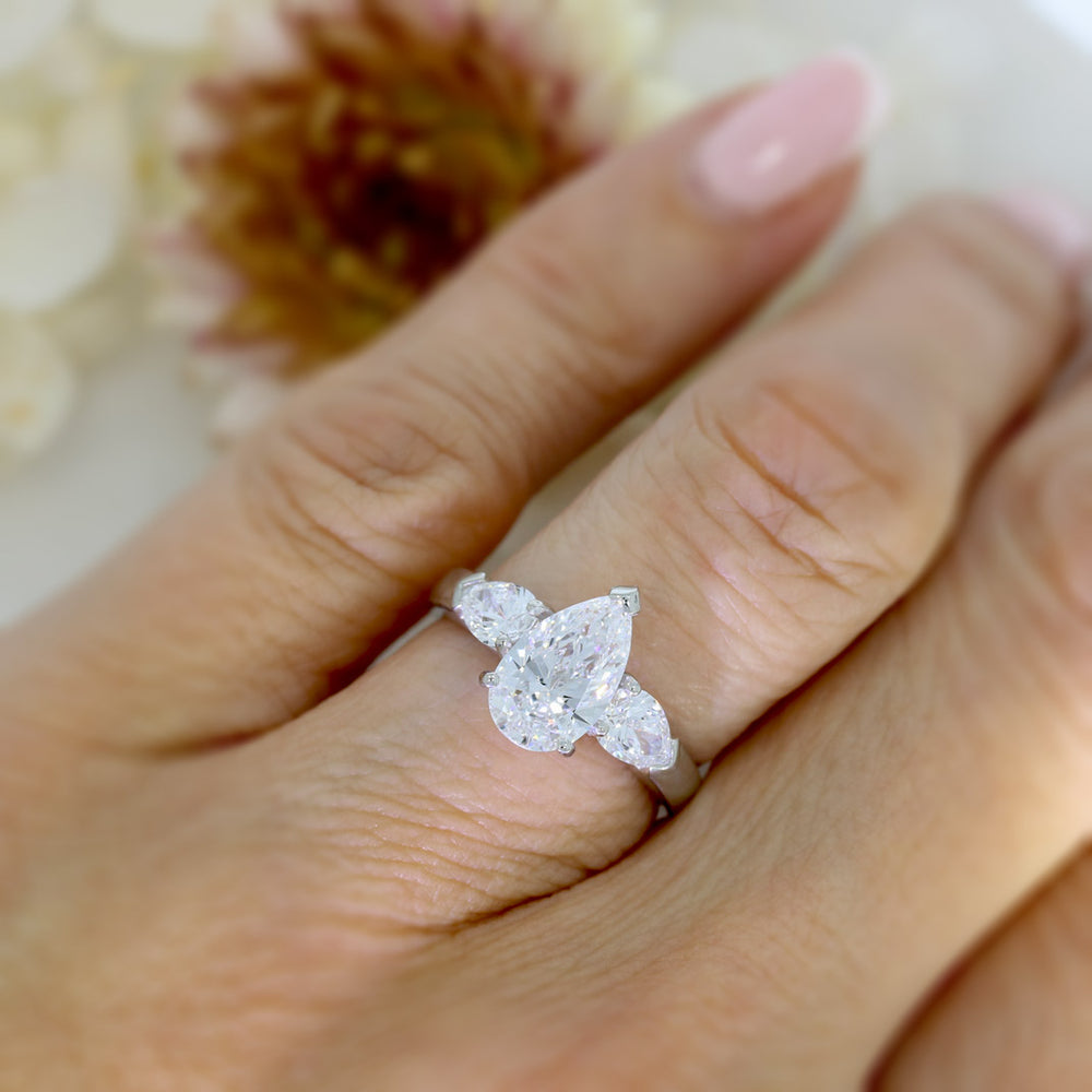Platinum Certified Pear Shape Lab Diamond Solitaire with Pear Shoulders 2.31ct