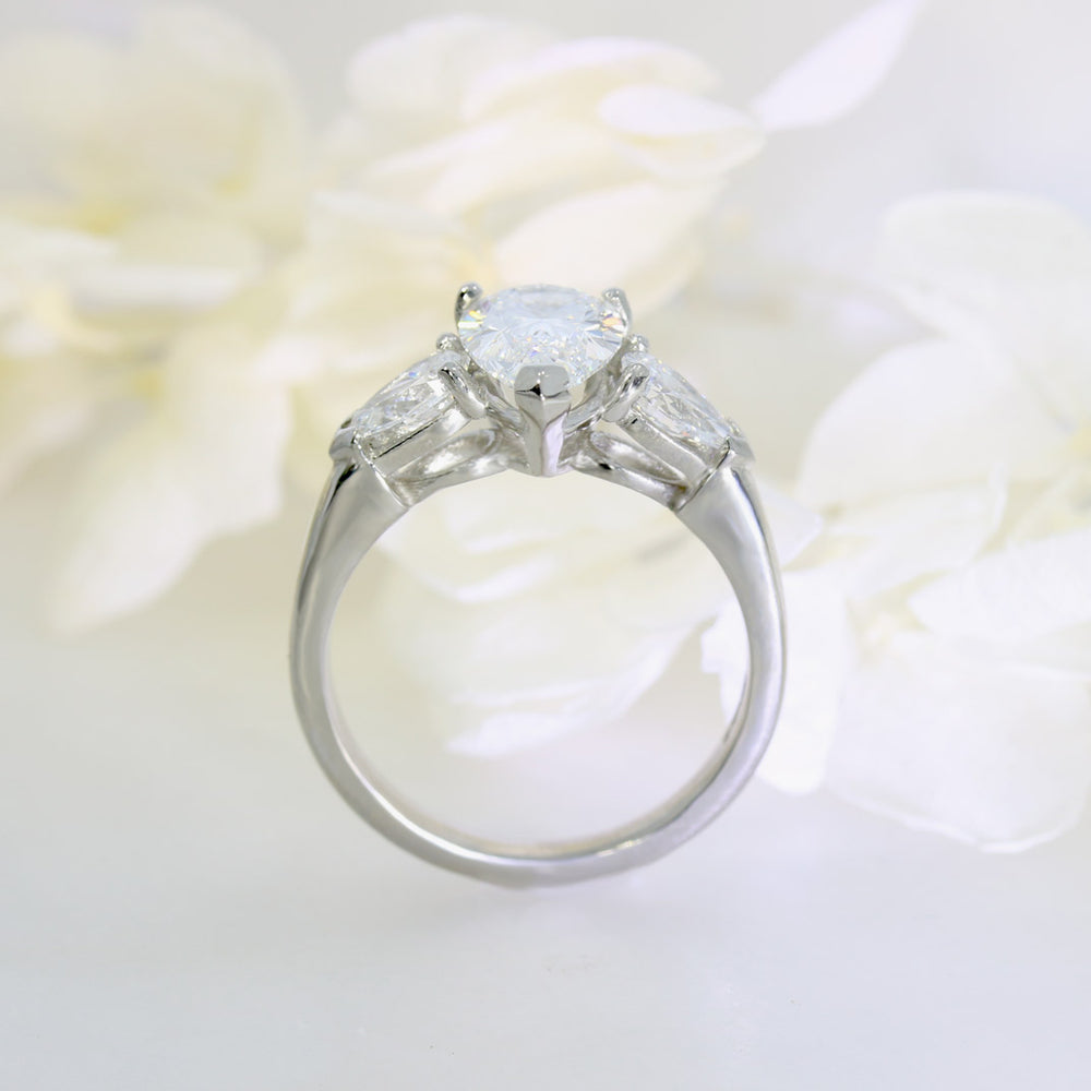 Platinum Certified Pear Shape Lab Diamond Solitaire with Pear Shoulders 2.31ct