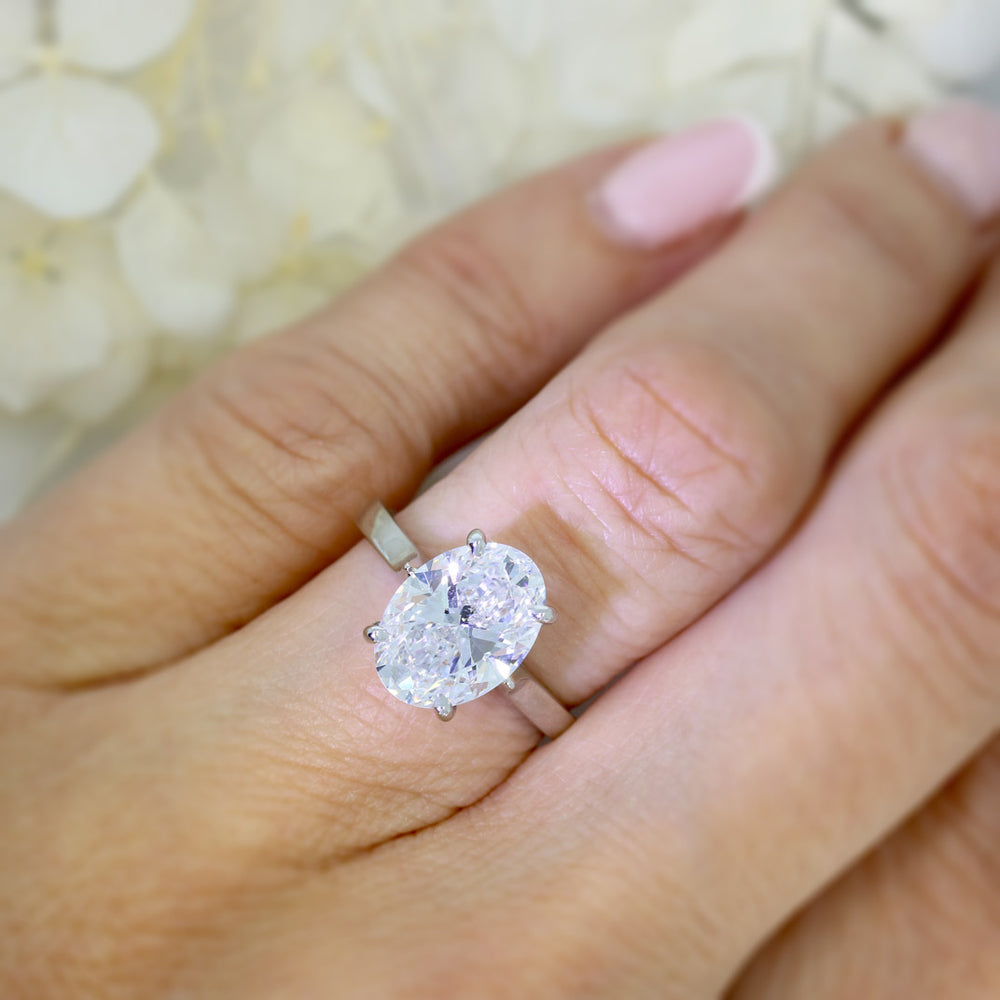 Platinum Oval Brilliant Cut Certified Lab Grown Diamond Solitaire Ring 3.50ct