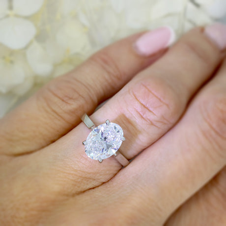 Platinum Oval Brilliant Cut Certified Lab Grown Diamond Solitaire Ring 3.50ct