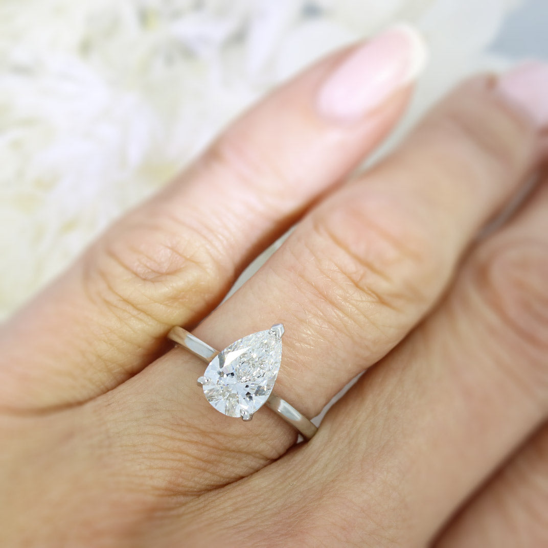 Platinum Pear Shape Certified Lab Diamond Solitaire Ring 2.07ct E VVS1