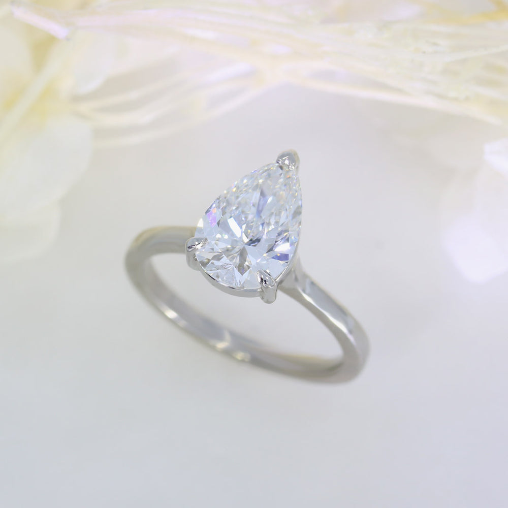 Platinum Pear Shape Certified Lab Diamond Solitaire Ring 2.07ct E VVS1