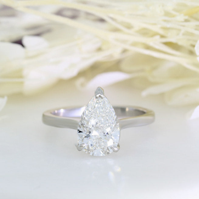 Platinum Pear Shape Certified Lab Diamond Solitaire Ring 2.07ct E VVS1
