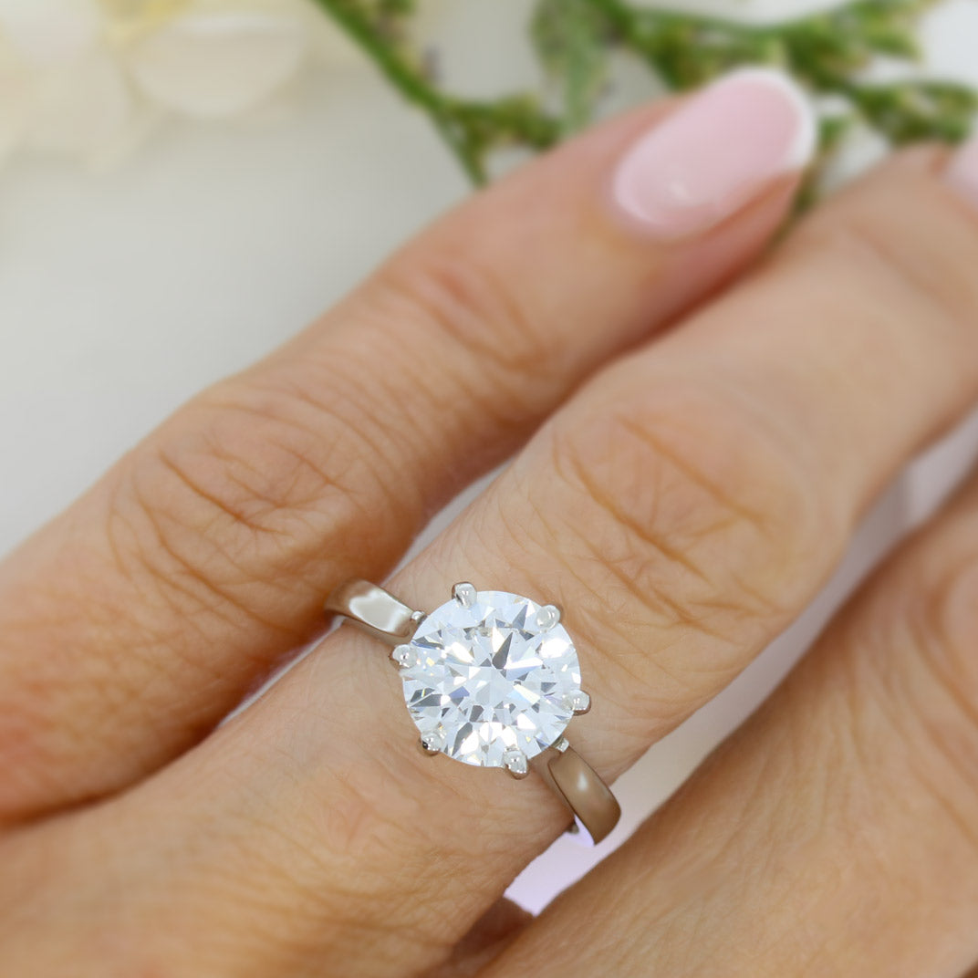 Platinum Certified Brilliant Cut Lab Grown Diamond Solitaire Ring 3.01ct D VS2