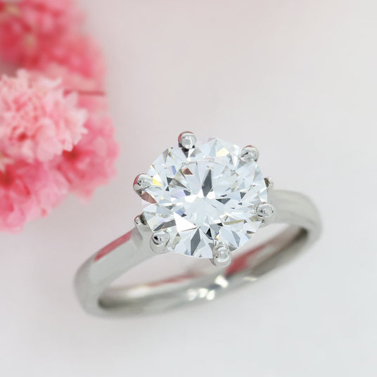 Platinum Certified Brilliant Cut Lab Grown Diamond Solitaire Ring 3.01ct D VS2