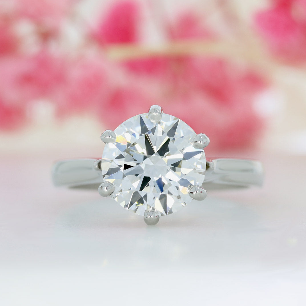 Platinum Certified Brilliant Cut Lab Grown Diamond Solitaire Ring 3.01ct D VS2