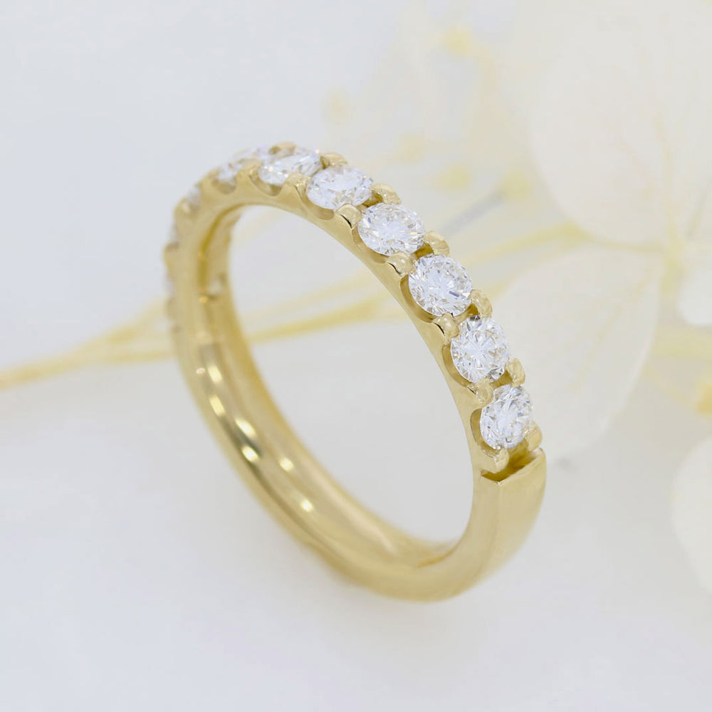 9ct Yellow Gold Claw Set Laboratory Grown Diamond Eternity Ring 1.00ct