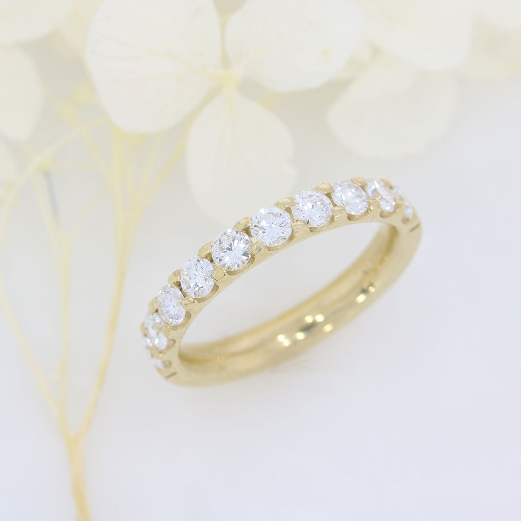 9ct Yellow Gold Claw Set Laboratory Grown Diamond Eternity Ring 1.00ct