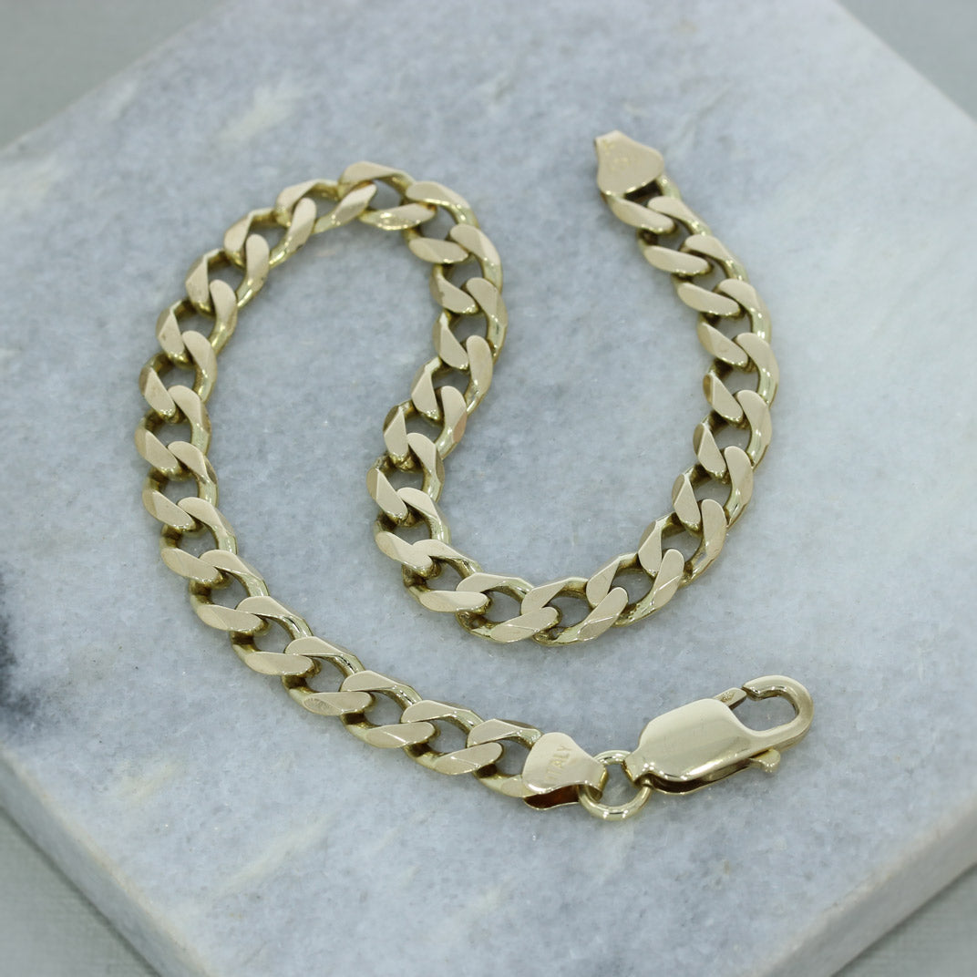 Pre Owned 9ct Yellow Gold Flat Curb Bracelet