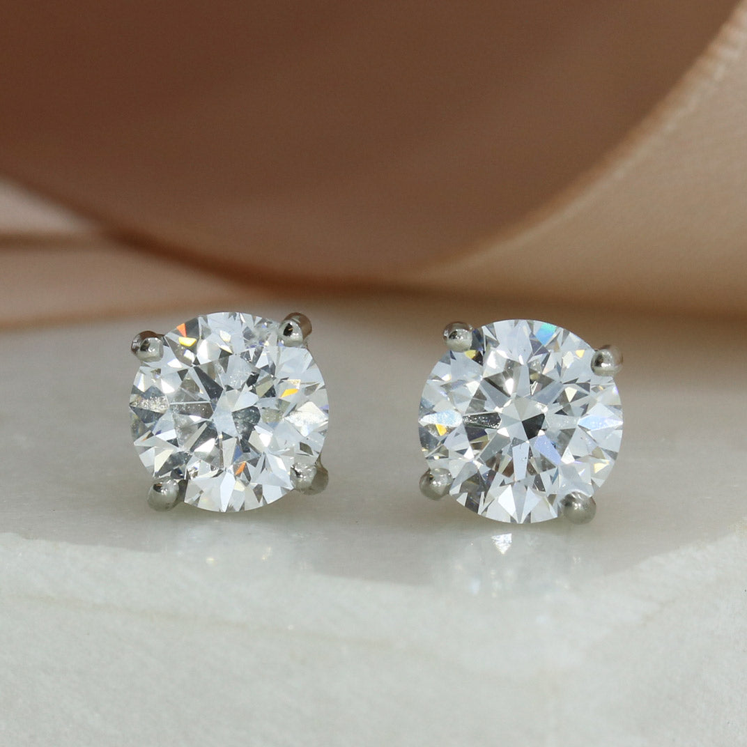 Platinum 4 Claw Set Laboratory Grown Diamond Stud Earrings 3.50ct