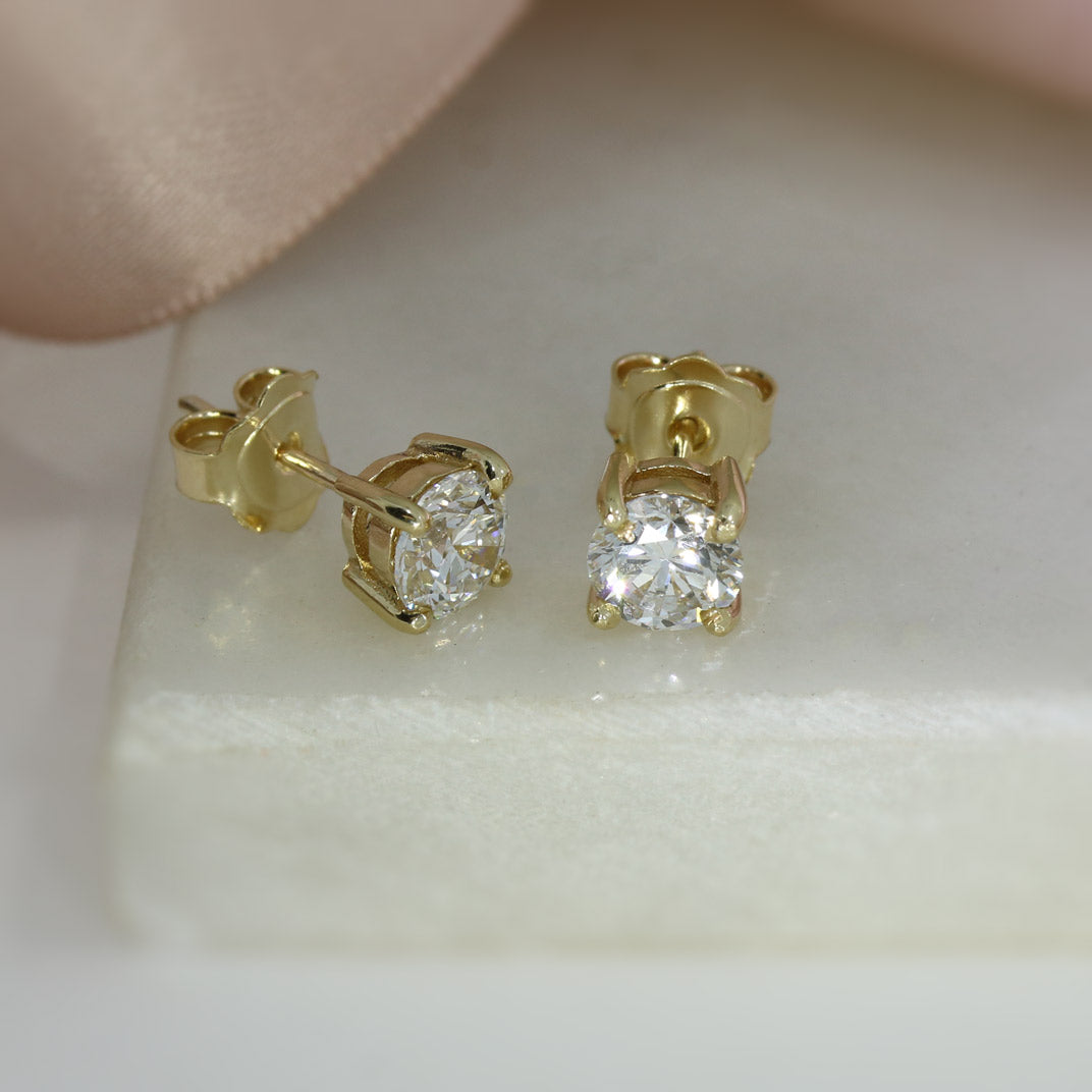 9ct Yellow Gold 4 Lab Grown Diamond Stud Earrings 1.64ct
